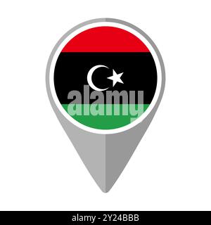 Libya Flag on Location Pin Stock Vector