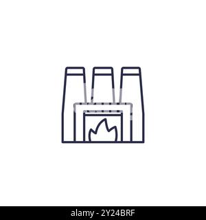 incineration plant line icon on white Stock Vector