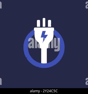 electricity vector icon with an electric plug Stock Vector