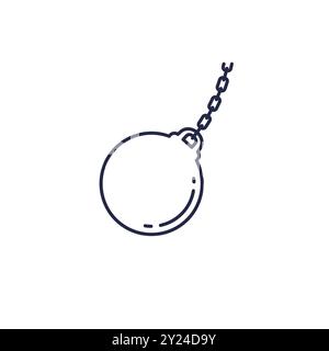 wrecking ball icon on white, line vector Stock Vector