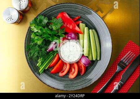 fresh vegetables on a plate. Stock Photo