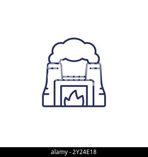 incineration plant icon, line vector Stock Vector