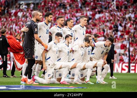 Copenhagen, Denmark. 08th Sep, 2024. The starting-11 of Serbia for the UEFA Nations League match between Denmark and Serbia at Parken in Copenhagen. Credit: Gonzales Photo/Alamy Live News Stock Photo