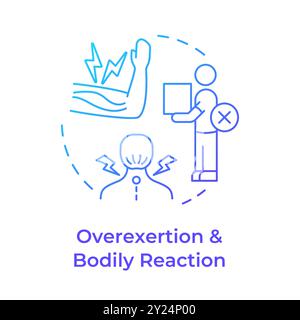 Overexertion and bodily reaction blue gradient concept icon Stock Vector