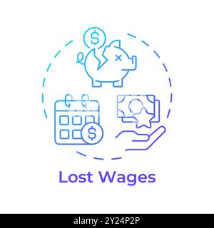 Lost wages blue gradient concept icon Stock Vector