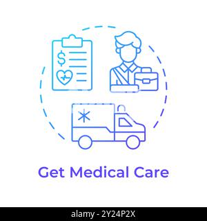 Get medical care blue gradient concept icon Stock Vector