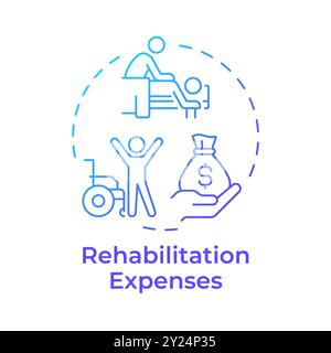 Rehabilitation expenses blue gradient concept icon Stock Vector
