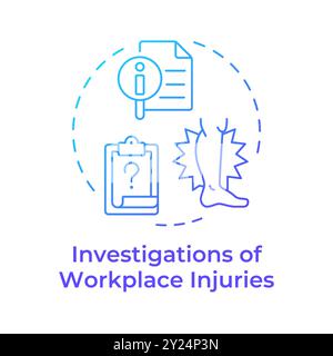 Workplace injuries investigation blue gradient concept icon Stock Vector