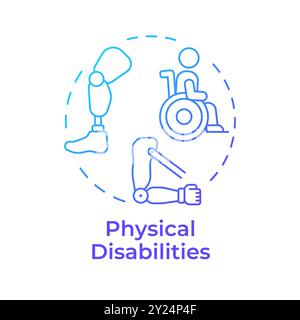 Physical disabilities blue gradient concept icon Stock Vector