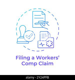 Filing workers compensation claim blue gradient concept icon Stock Vector