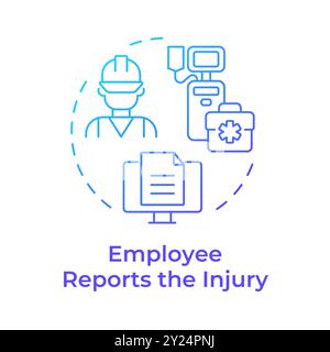 Employee injury report blue gradient concept icon Stock Vector