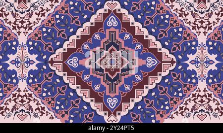A elegant colored bandana ethnic illustration background textile fabric print graphic artwork Stock Vector