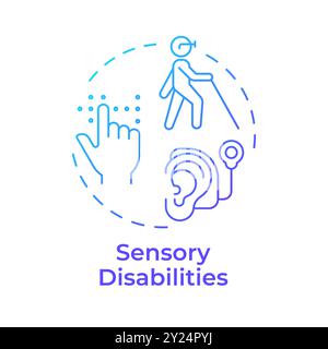 Sensory disabilities blue gradient concept icon Stock Vector
