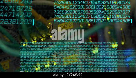Binary code and data processing over network cables and server hardware Stock Photo