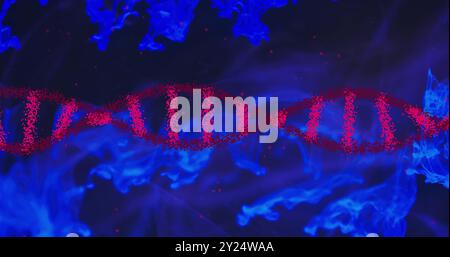 DNA strand and binary coding, scientific data processing Stock Photo