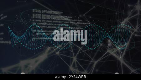 DNA strand and binary coding, scientific data processing Stock Photo