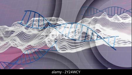 DNA strands and waveforms, scientific data processing image Stock Photo