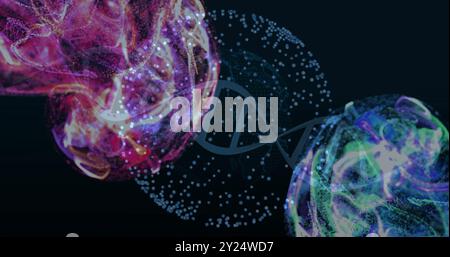 DNA strand and molecular structures, scientific data processing image Stock Photo