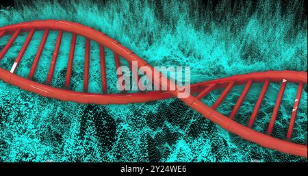 DNA strand and binary coding, scientific data processing Stock Photo