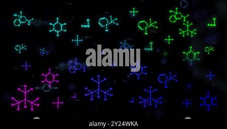 Chemical structures and molecular formulas image over dark background Stock Photo