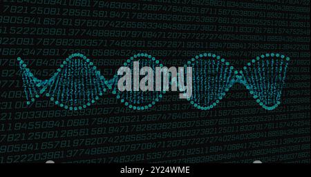 DNA strand and binary coding, scientific data processing Stock Photo