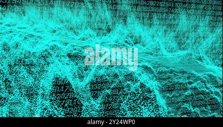 Digital data visualization with binary code and wave patterns, representing data processing Stock Photo
