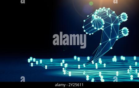 Music concept abstract background.Bass clef icon design.Networked music and cloud music sharing.3d illustration. Stock Photo