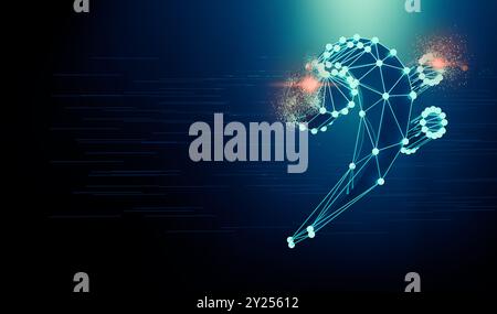 Music concept abstract background.Bass clef icon design.Networked music and cloud music sharing.3d illustration. Stock Photo