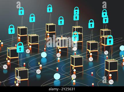 Data volume analysis and computer science industry.Data structure and information tools for networking business and cyber security. Stock Photo