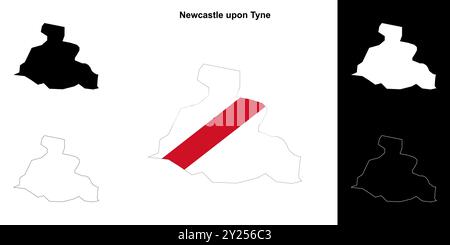 Newcastle upon Tyne blank outline map set Stock Vector