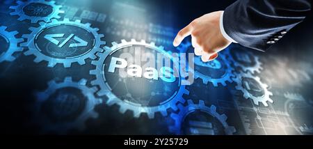 Platform as a Service. Paas. Providing computing resources in the cloud. Stock Photo