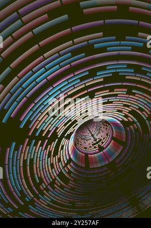 Wallpaper of tech concept pattern and big data structure.Net and source code.Color tunnel. Stock Photo