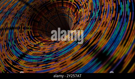 Wallpaper of tech concept pattern and big data structure.Net and source code.Color tunnel. Stock Photo
