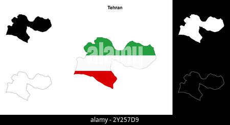 Tehran province outline map set Stock Vector