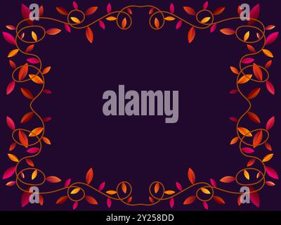 Autumn frame with leaves gradient colors red and orange. Beautiful autumn frame with leaves and place for text, November leaf fall. Design for greetin Stock Vector