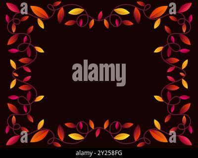 Autumn frame with leaves gradient colors red and orange. Beautiful autumn frame with leaves and place for text, November leaf fall. Design for greetin Stock Vector