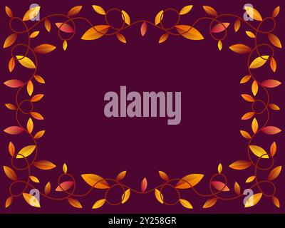Autumn frame with leaves gradient colors red and orange. Beautiful autumn frame with leaves and place for text, November leaf fall. Design for greetin Stock Vector
