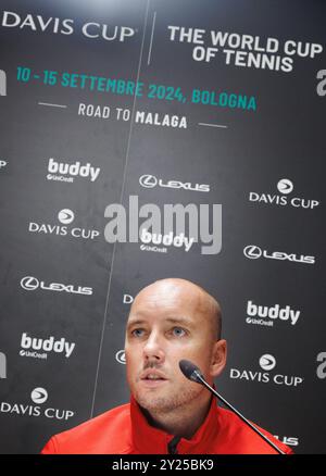 Belgian captain Steve Darcis pictured duringa a training practice ahead