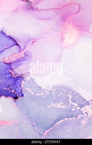 Soft pastel abstract artwork featuring flowing lavender and pink hues blended seamlessly across a light background Stock Photo