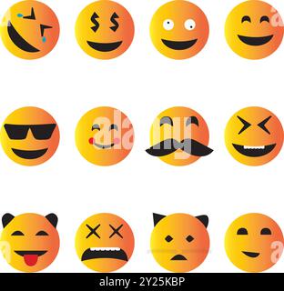 Smiling and Affectionate emojis 3D Stock Vector