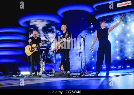 Bern, Switzerland. 07th, September 2024. The Belgian singer, songwriter and musician Milow performs a live during Energy Air 2024 at BernExpo in Bern. Stock Photo