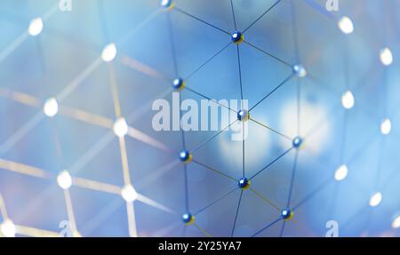 Network and data net system abstract background. Structure and connection for tech and Big data.3d illustration.Technology and science concept. Stock Photo