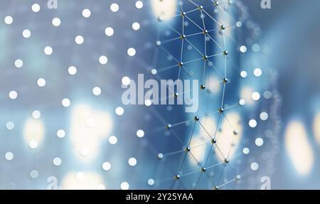 Network and data net system abstract background. Structure and connection for tech and Big data.3d illustration.Technology and science concept. Stock Photo