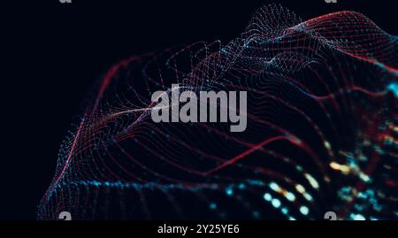 Tech and cloud computer concept with patterns lines and geometric shapes. Abstract background of technology, science and cloud computer. Stock Photo