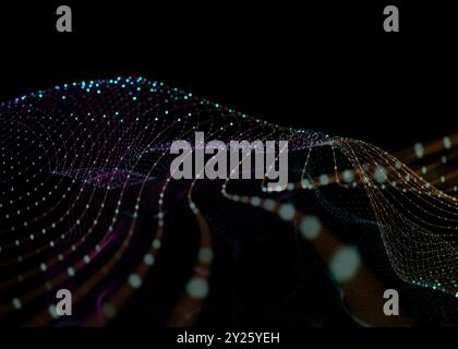 Tech and cloud computer concept with patterns lines and geometric shapes. Abstract background of technology, science and cloud computer. Stock Photo