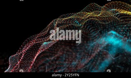 Tech and cloud computer concept with patterns lines and geometric shapes. Abstract background of technology, science and cloud computer. Stock Photo