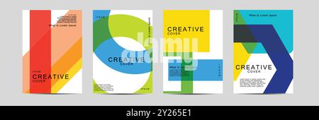 Creative covers, layouts or posters concept in modern minimal style for corporate identity, branding, social media advertising, promo. Modern cover de Stock Vector