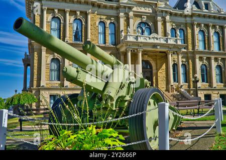 The 15 cm schwere Feldhaubitze 18 sFH 18 German heavy field howitzer, model 18 nicknamed the Evergreen Stock Photo