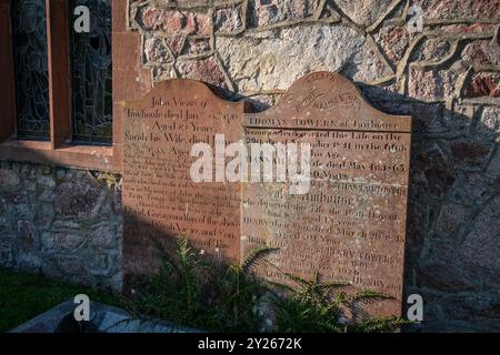 Large old gravestones at St Catherine's Church, Eskdale, Lake District Stock Photo