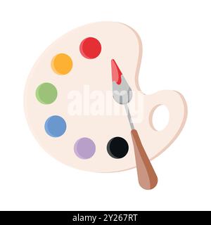 Art palette and palette knife isolated on white background. Painting supply icon. Artist emblem. Vector illustration Stock Vector